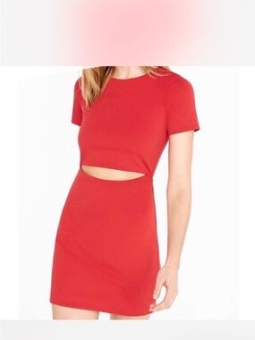 Red Express dress with zipper detail and front cutout size 0